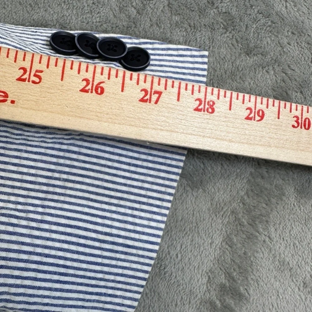 Tommy Hilfiger Mens Blue White Seersucker Stripe Two Button Sport Coat 42S